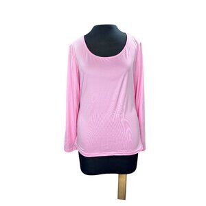 Womens Pink Long-Sleeve Scoop Neck Top By Ekouaer Size L Lightweight & Comfortab